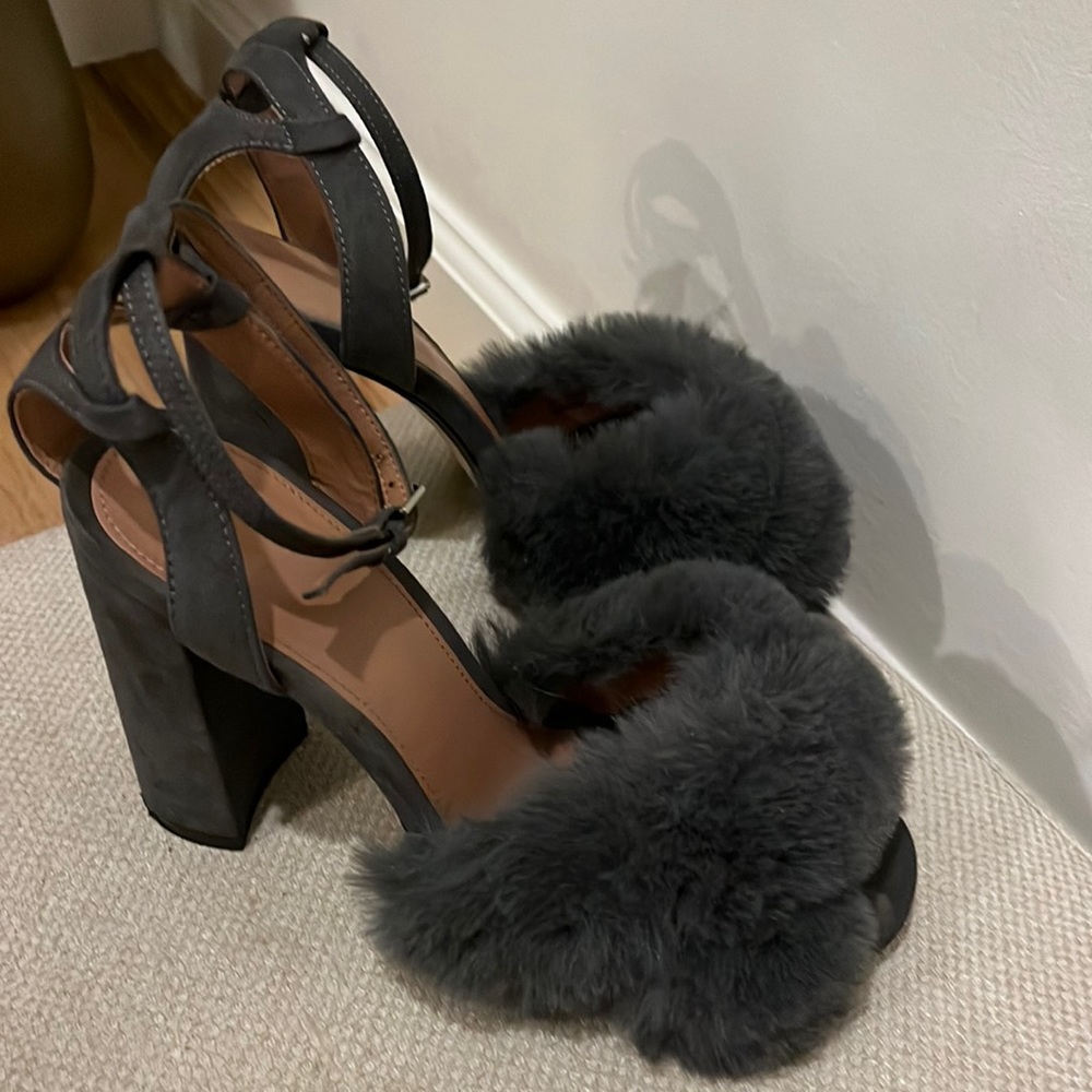 Topshop faux fur heel sandals